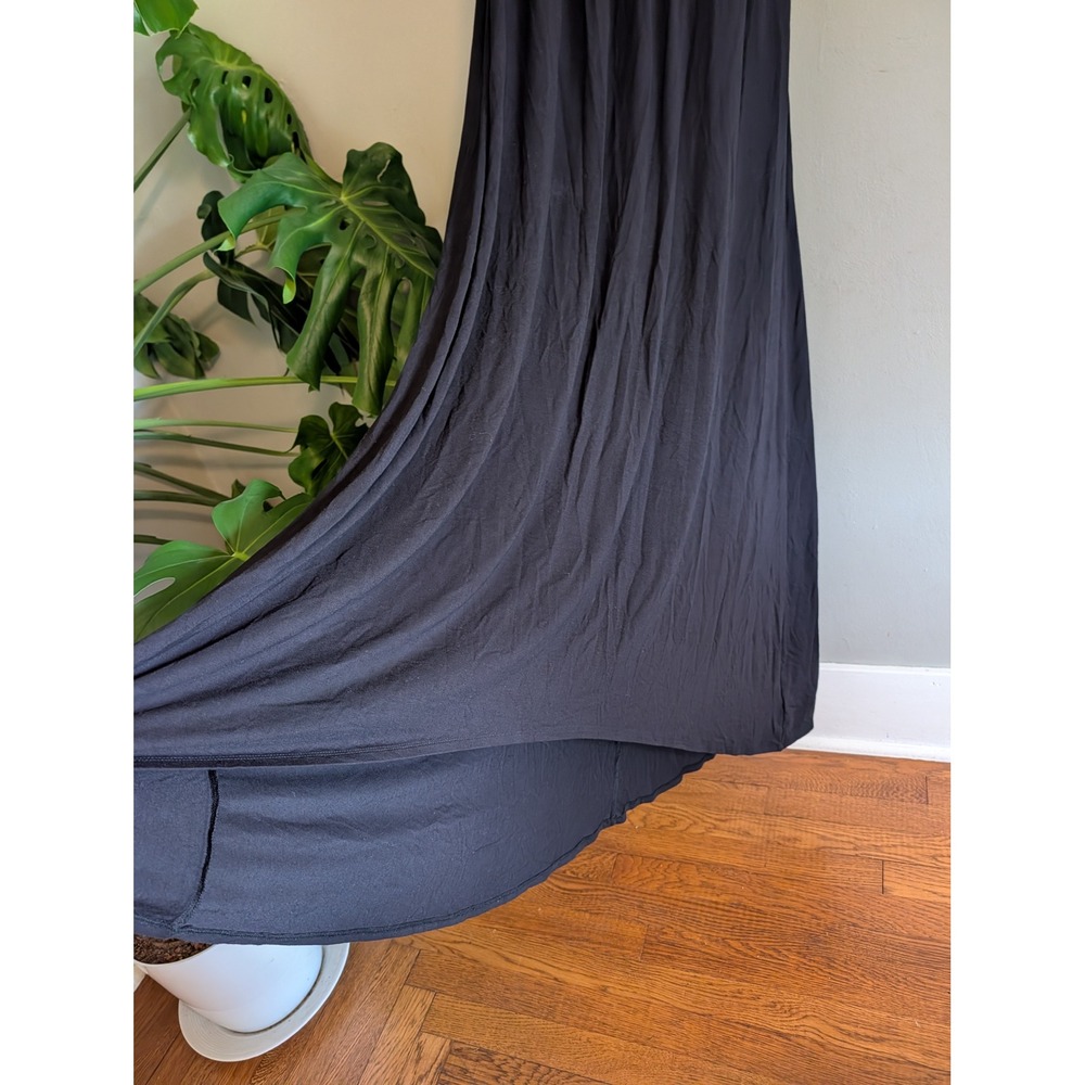 Nicole Miller New York Black High Low Maxi Dress Medium Jersey Pleated Shelf Bra - Picture 4 of 9